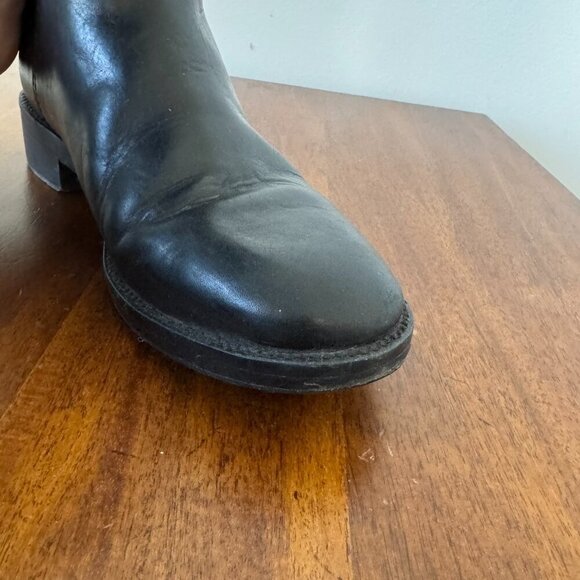 Tory Burch Claremont Quilted Pattern Leather Riding Boots Black - Picture 8 of 16